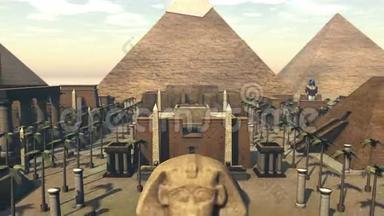 埃及城市古建筑动画。 4K